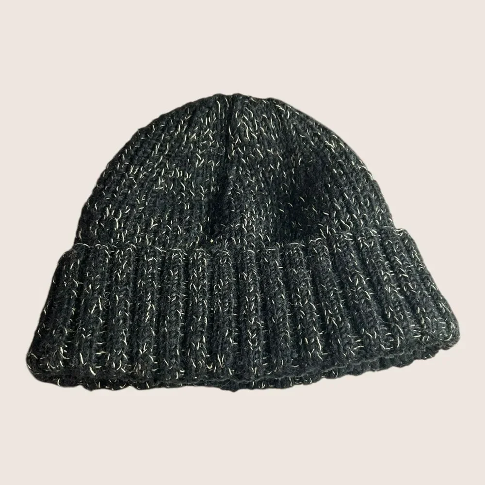 🖤 TARA 100% HANDSPUN WOOL HANDMADE KNIT LINED BEANIE CAP HAT TOQUE BLACK CREAM